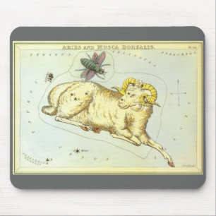 Vintages Sternbild, Astrologie Aries Ram Constella Mousepad