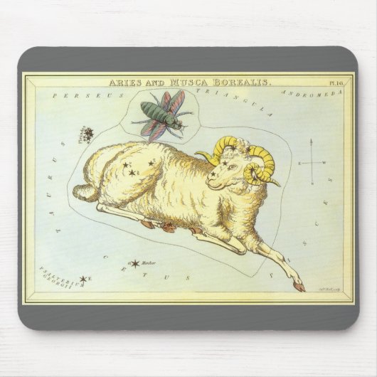 Vintages Sternbild, Astrologie Aries Ram Constella Mousepad (Vorne)