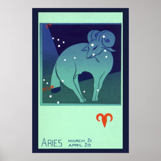 Vintages Sternbild, Astrologie Aries Ram Constella Poster (Vorne)