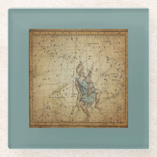 Vintages Sternbild der Auriga-Konstellation Glasuntersetzer (Vorderseite)