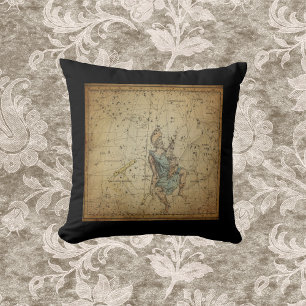 Vintages Sterndiagramm Auriga Konstellation auf sc Kissen