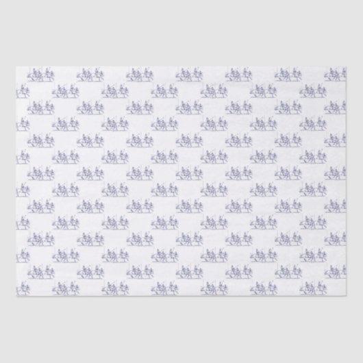 Vintages stilisiertes Polo-Match Zeichnend #2 Blue Seidenpapier (Vorderseite)