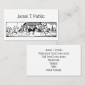 Vintages stilisiertes Polo-Match Zeichnend 3. Visitenkarte (Vorne/Hinten)