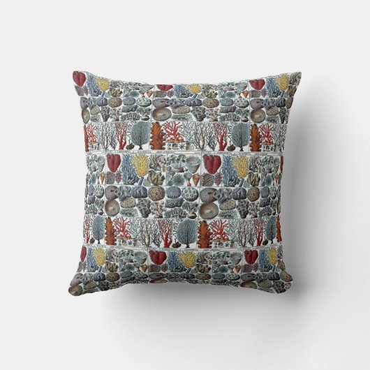 Vintages stilisiertes Seekorallenwackelpapier Kissen (Rückseite)