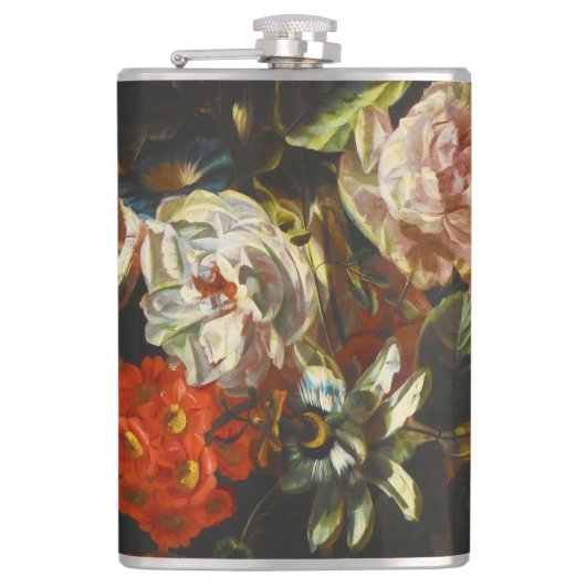 Vintages Stillleben mit Blume Flachmann (Vorderseite)