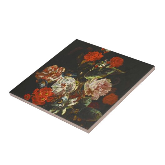 Vintages Stillleben mit Blume Fliese (Seite)