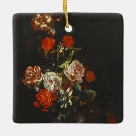 Vintages Stillleben mit Blume Keramikornament (Vorderseite)