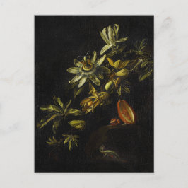 Vintages Stillleben mit Passionblüten Postkarte