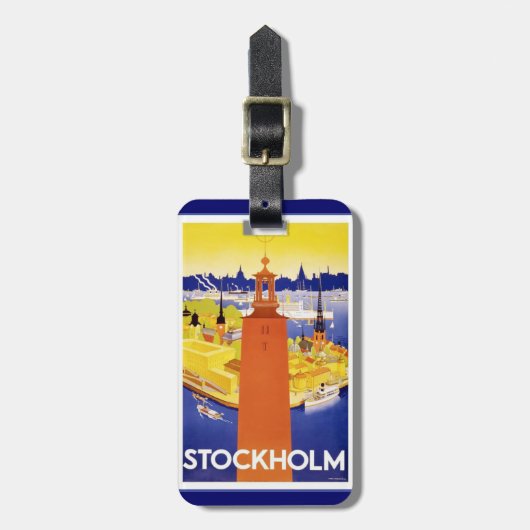 Vintages Stockholm Gepäckanhänger (Vorderseite vertikal)