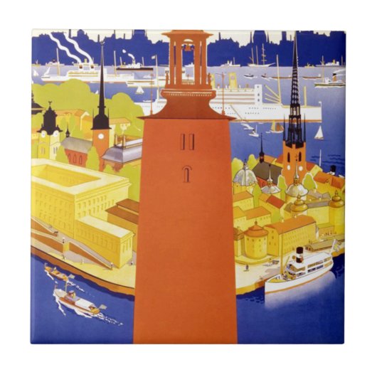 Vintages Stockholm Schweden Fliese (Vorderseite)