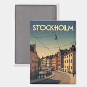 Vintages Stockholm Schweden Magnet (Vorderseite/Rückseite)