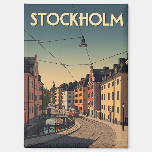 Vintages Stockholm Schweden Magnet (Vorderseite)