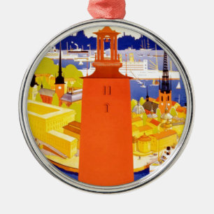 Vintages Stockholm Schweden Ornament Aus Metall