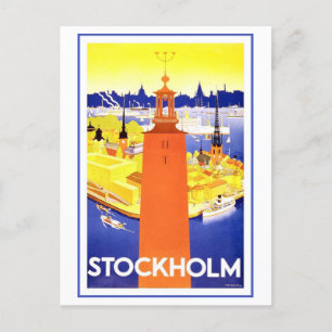 Vintages Stockholmer Reiseplakat Postkarte