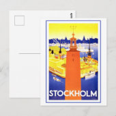 Vintages Stockholmer Reiseplakat Postkarte (Vorne/Hinten)