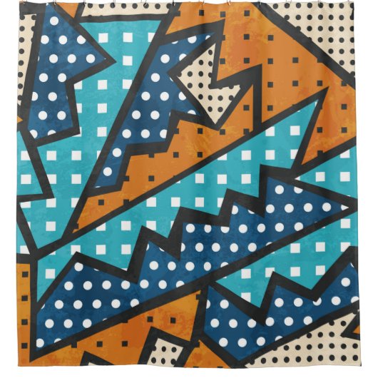 Vintages Stoffmuster nahtlos mit Grunge-Effekt Duschvorhang (Vorderseite)