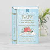 Vintages Storybook Baby Dusche Einladung Boy Blue (Stehend Vorderseite)