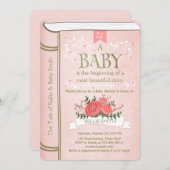 Vintages Storybook Baby-Duscheinladung Pink Gold Einladung (Vorne/Hinten)