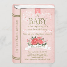 Vintages Storybook Baby-Duscheinladung Pink Gold