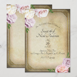 Vintages Storybook Elegant Floral Sweet 16 Party Einladung