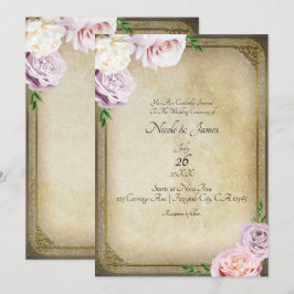 Vintages Storybook Elegante Blumengrün Hochzeit Einladung