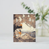 Vintages Storybook Girl Under Tree Postkarte (Stehend Vorderseite)