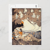 Vintages Storybook Girl Under Tree Postkarte (Vorne/Hinten)
