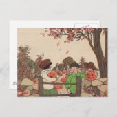 Vintages Storybook Kids & Pumpkins Postkarte (Vorne/Hinten)