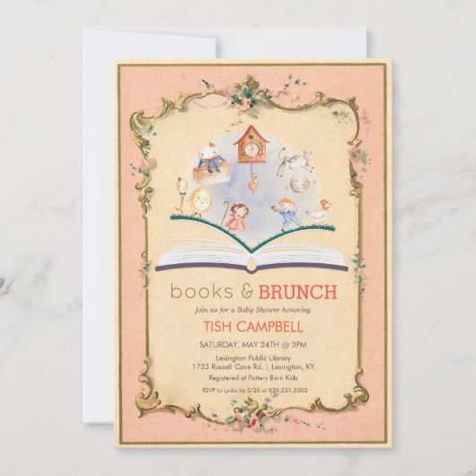 Vintages Storybook Kinderdusche Einladung (Vorderseite)