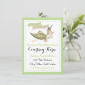 Vintages Storybook Stork Baby Shower Einladungen (Stehend Vorderseite)