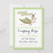 Vintages Storybook Stork Baby Shower Einladungen (Vorderseite)