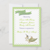 Vintages Storybook Stork Baby Shower Einladungen (Rückseite)