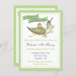 Vintages Storybook Stork Baby Shower Einladungen