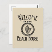 Vintages Strandhaus, Muschelpostkarte Postkarte (Vorne/Hinten)