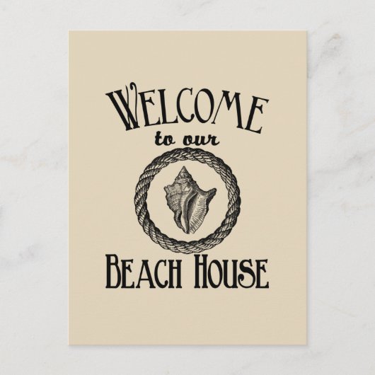 Vintages Strandhaus, Muschelpostkarte Postkarte (Vorderseite)