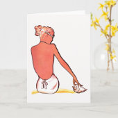 Vintages Strandmädchen mit seashing sommerlich ele Karte (Gelbe Blume)