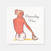 Vintages Strandmädchen mit seashing sommerlich ele Serviette (Vorderseite)