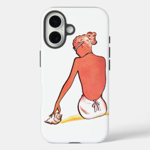 Vintages Strandmädchen seashell Sommer elegant Ret iPhone 16 Hülle
