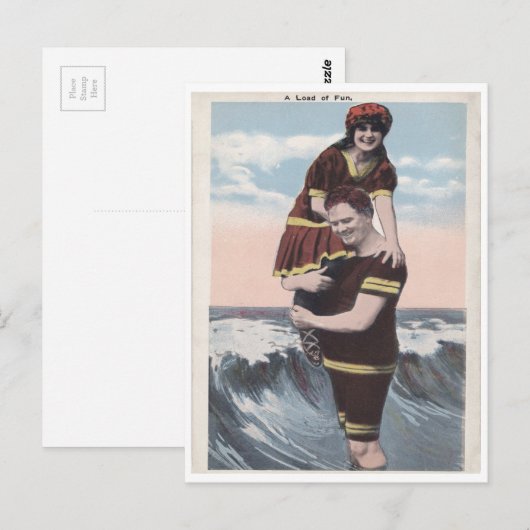 Vintages Strandparadies Postkarte (Vorne/Hinten)