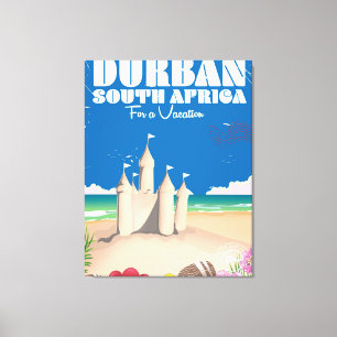 Vintages Strandposter in Durban Südafrika Leinwanddruck