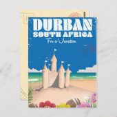 Vintages Strandposter in Durban Südafrika Postkarte (Vorne/Hinten)