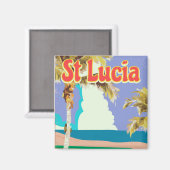 Vintages Strandprospekt von St. Lucia Magnet (Vorderseite/Rückseite)