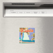 Vintages Strandprospekt von St. Lucia Magnet (In Situ (Geschirrspüler))