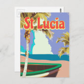 Vintages Strandprospekt von St. Lucia Postkarte (Vorne/Hinten)