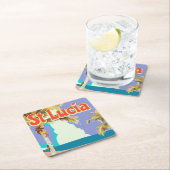 Vintages Strandprospekt von St. Lucia Rechteckiger Pappuntersetzer (Vor Ort)