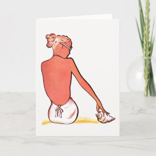 Vintages Strandretro Seashell Girl Sommer elegant Karte