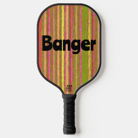 Vintages Stripteppich Pickleball Schläger (Vorderseite)