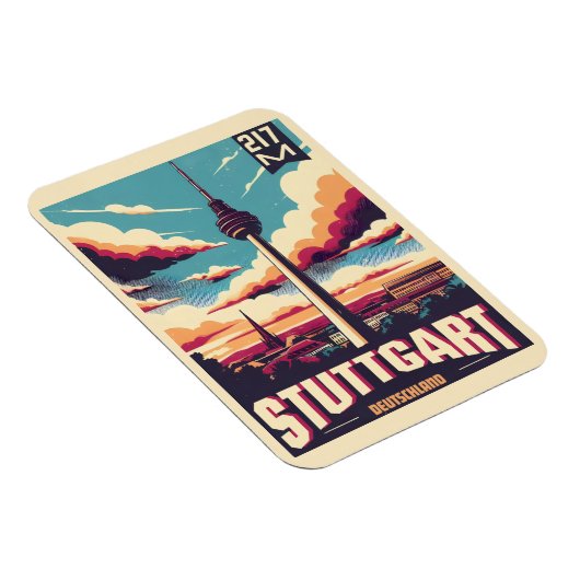 Vintages Stuttgart TV Tower Fernsehturm Magnet (Rechte Seite)