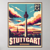 Vintages Stuttgart TV Tower Fernsehturm Poster (Vorne)
