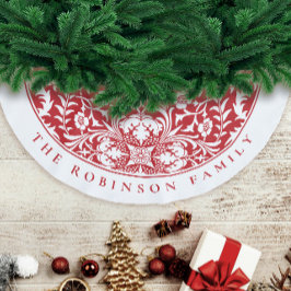 Vintages, stylisches Rotes Weihnachtsmuster Polyester Weihnachtsbaumdecke